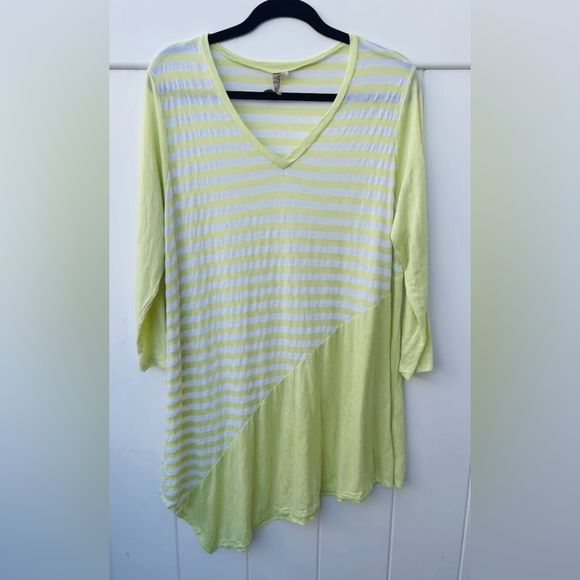 Comfy USA striped tunic lime green white size X-Large - Picture 1 of 8